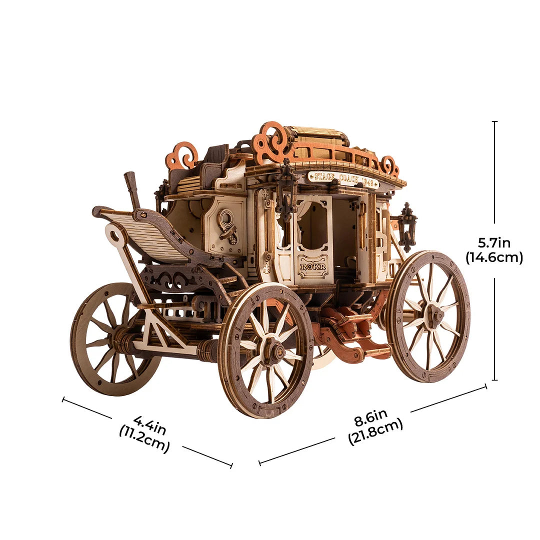 Robotime Stagecoach Mechanical Music Box 3D Wooden Puzzle