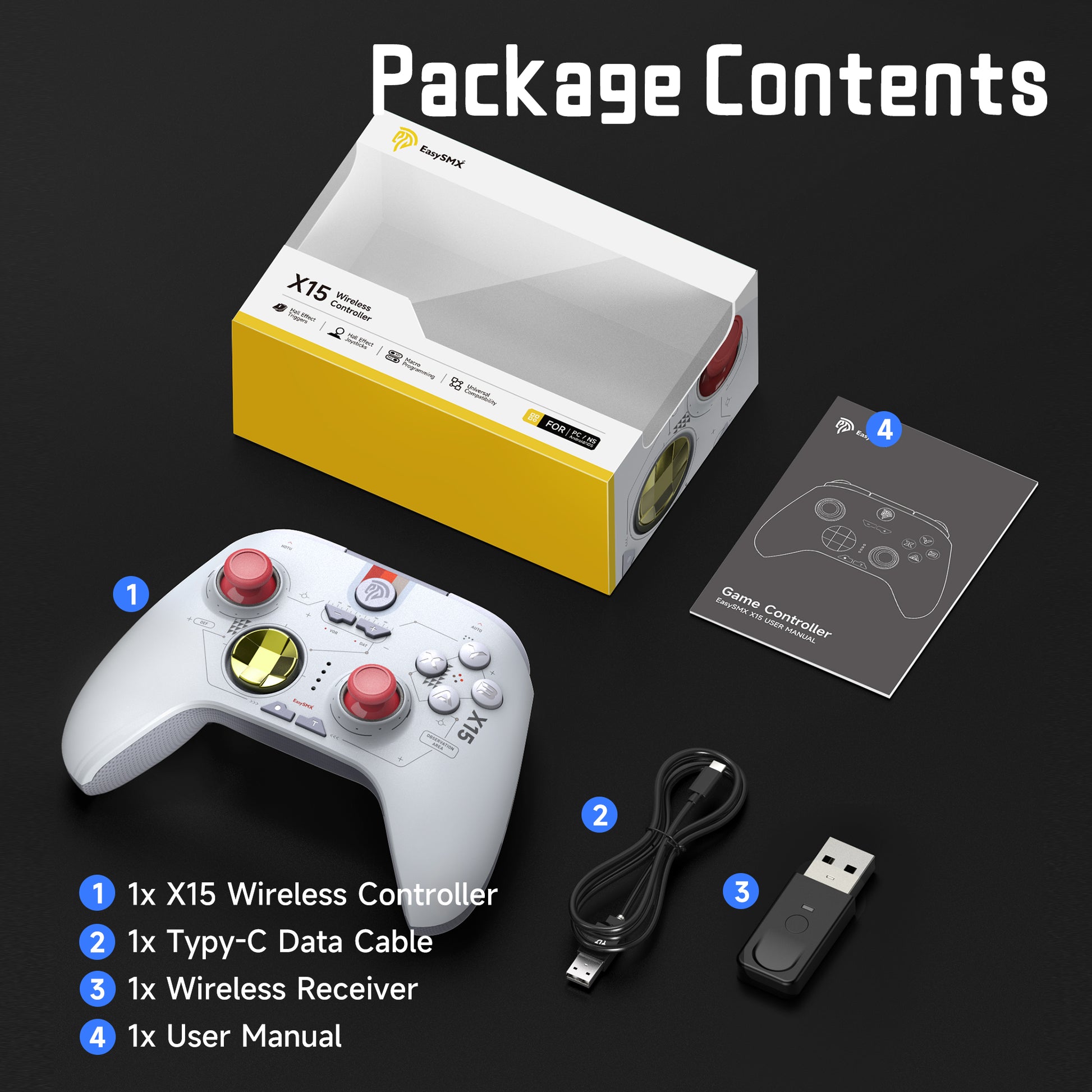 EasySMX X15 Wireless RGB Controller – Hall Effect Joystick & Trigger for Windows / Steam / Switch Mecha