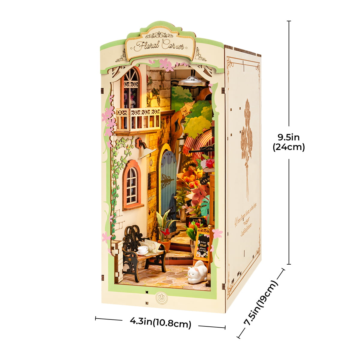 Robotime Floral Corner DIY Book Nook Shelf Insert Miniature Dollhouse