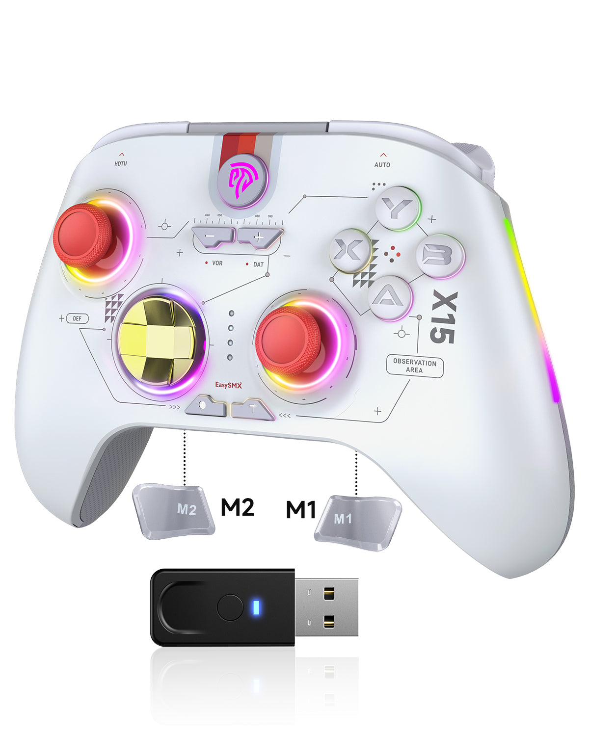 EasySMX X15 Wireless RGB Controller – Hall Effect Joystick & Trigger for Windows / Steam / Switch Mecha