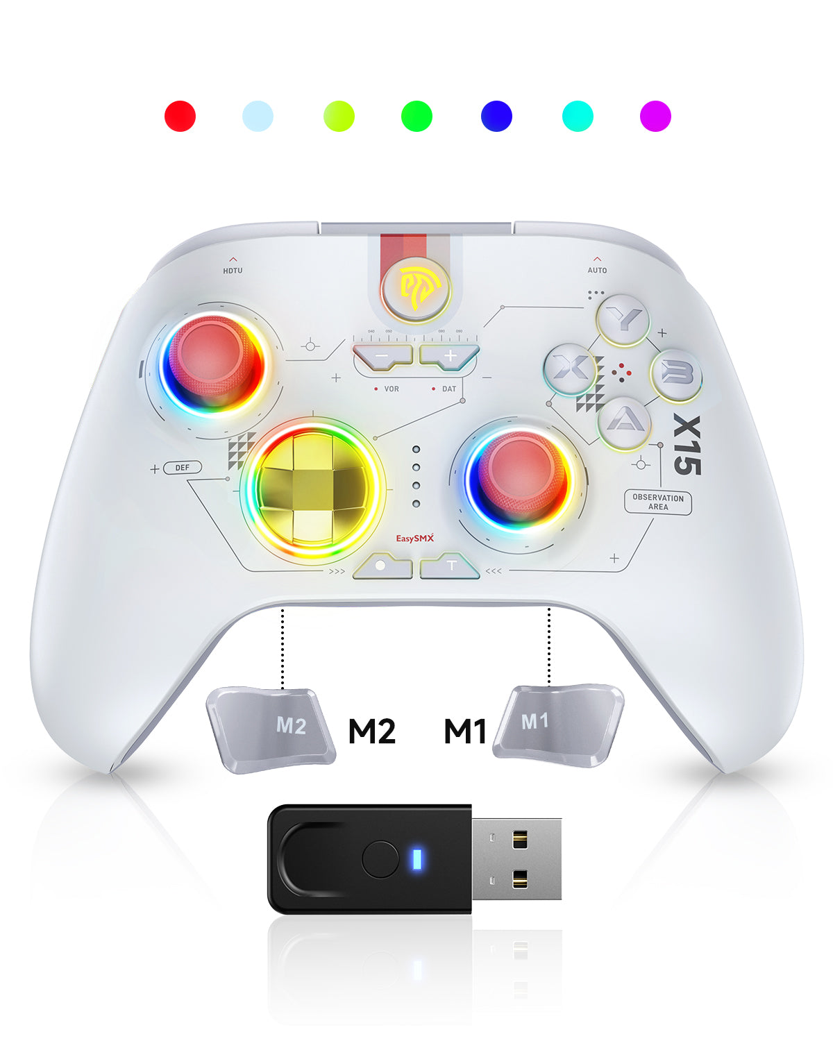 EasySMX X15 Wireless RGB Controller – Hall Effect Joystick & Trigger for Windows / Steam / Switch Mecha