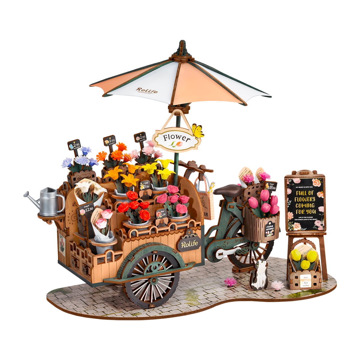 Robotime Blossom Cart 3D DIY Wooden Puzzle