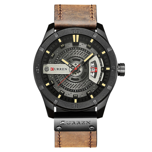 Curren 8301 Men's Quartz Military Sports Watch With Leather Band