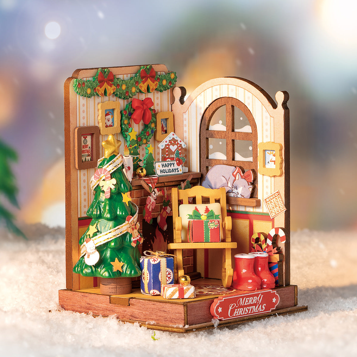 Robotime Christmas Fireplace DIY 3D Miniature House