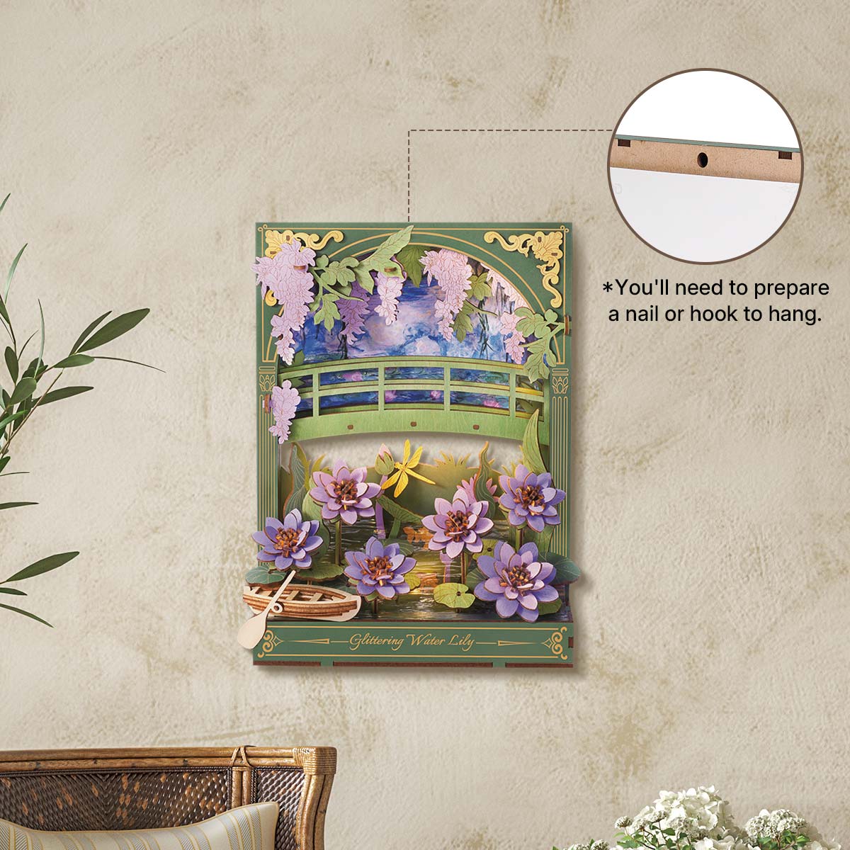 Robotime Glittering Water Lily Wall Art 3D Wooden Puzzle