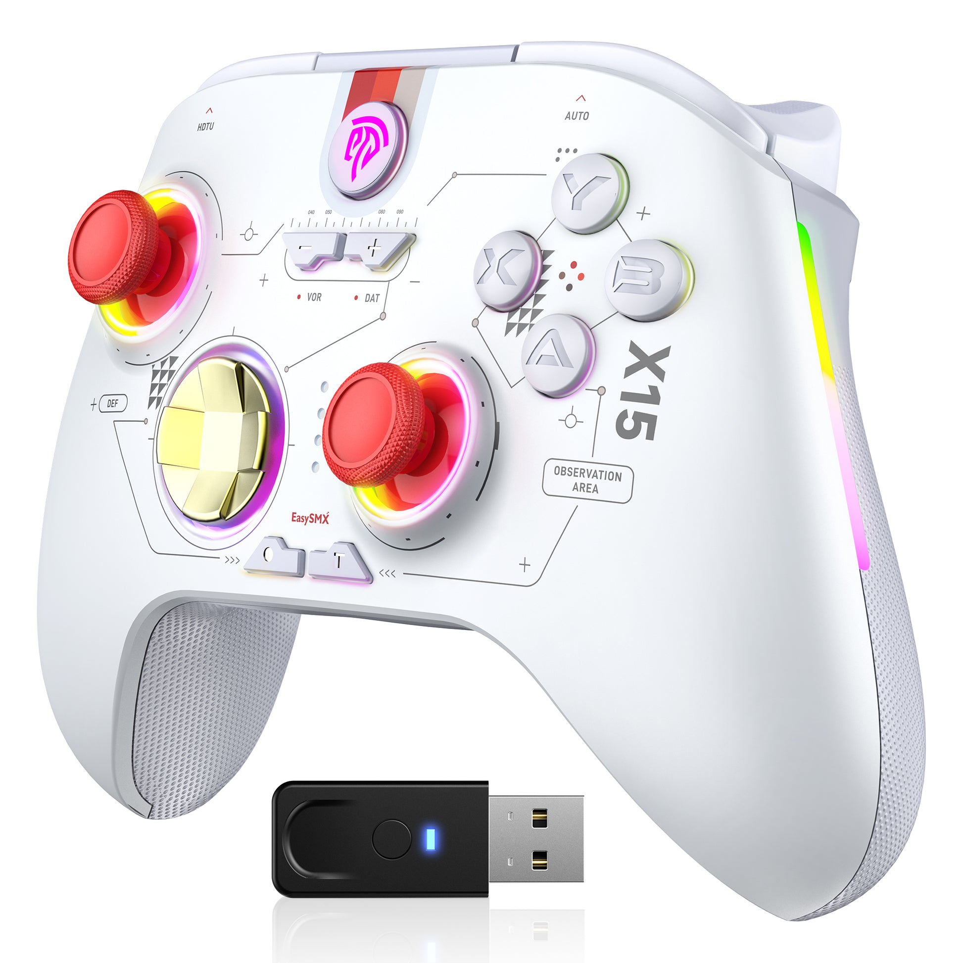 EasySMX X15 Wireless RGB Controller – Hall Effect Joystick & Trigger for Windows / Steam / Switch Mecha