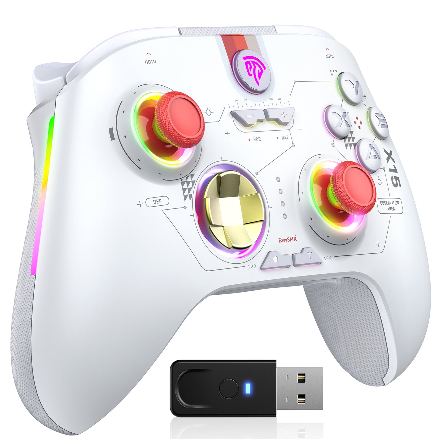 EasySMX X15 Wireless RGB Controller – Hall Effect Joystick & Trigger for Windows / Steam / Switch Mecha