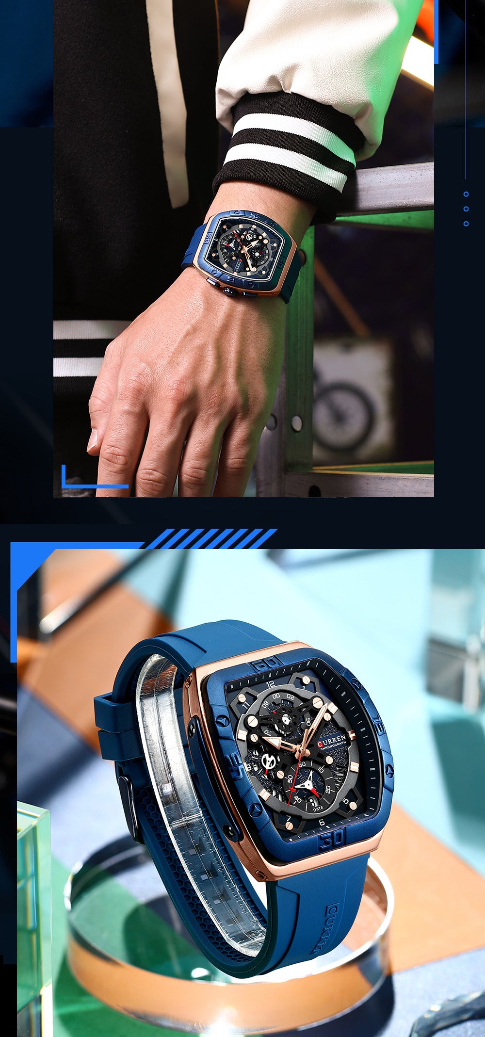 Curren 8443 Luxury Business Sports Wrist Watch Silicone StrapCurren 8443 Luxury Business Sports Wrist Watch Silicone Strap