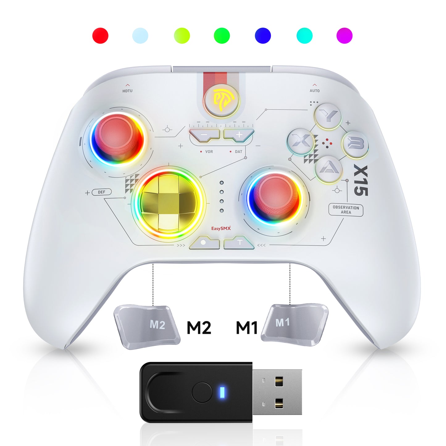 EasySMX X15 Wireless RGB Controller – Hall Effect Joystick & Trigger for Windows / Steam / Switch Mecha
