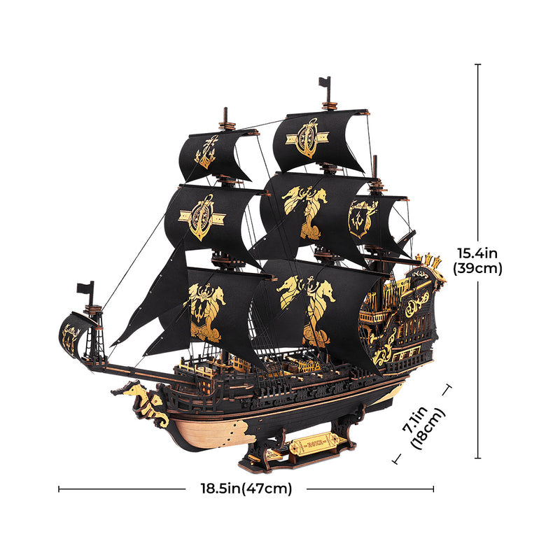 Robotime DIY The Seahorse Barque 3D Wooden Puzzle