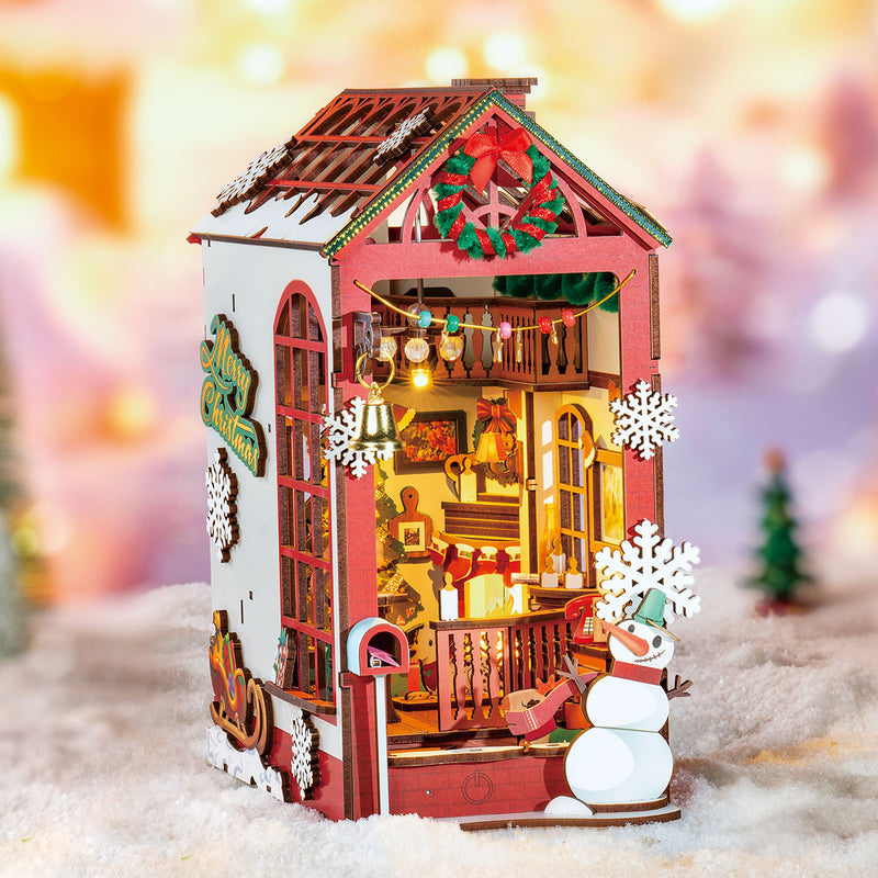 Robotime Christmas Indoor Scene DIY Book Nook Shelf Insert Miniature Dollhouse
