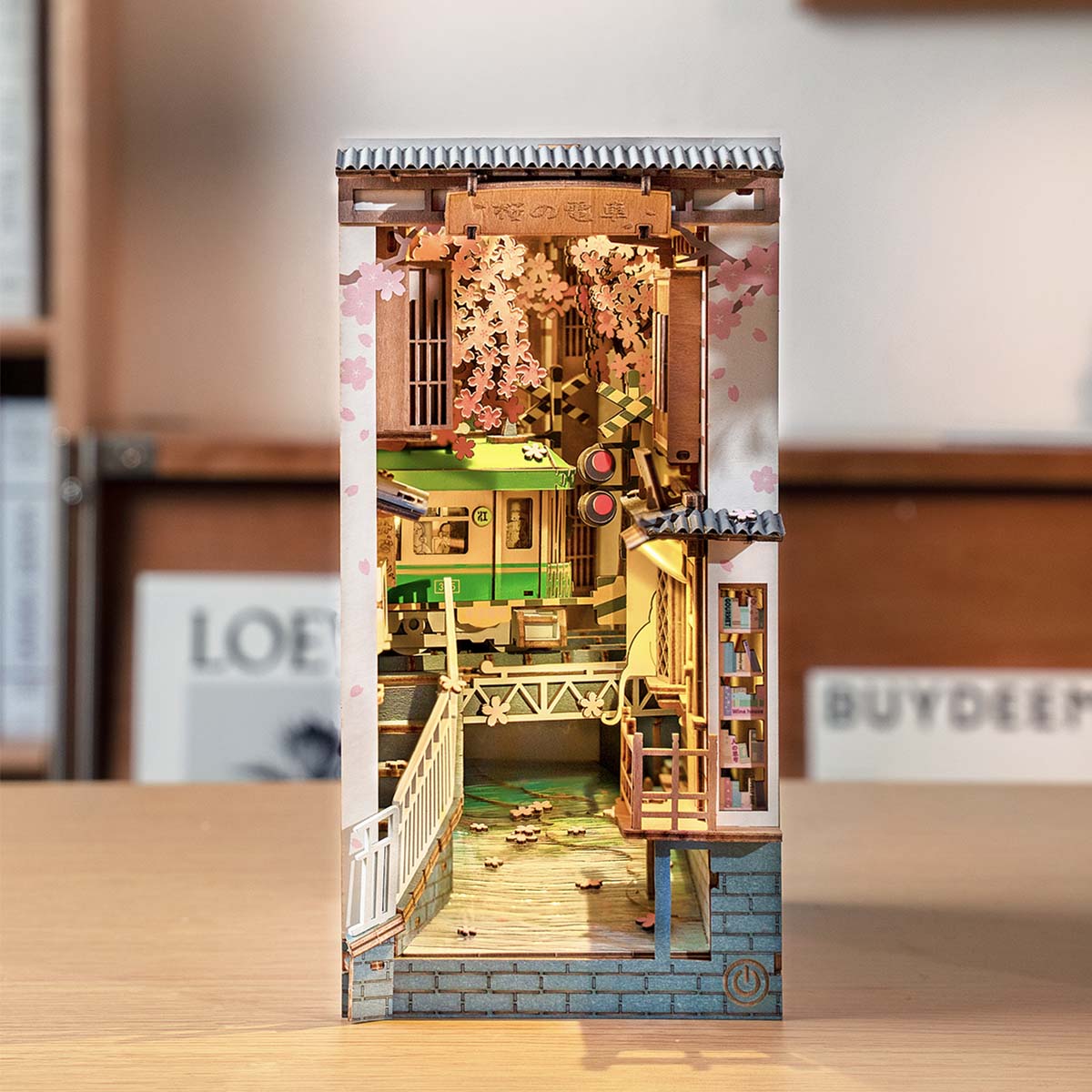 Robotime Sakura Densya DIY Book Nook Shelf Insert Miniature Dollhouse