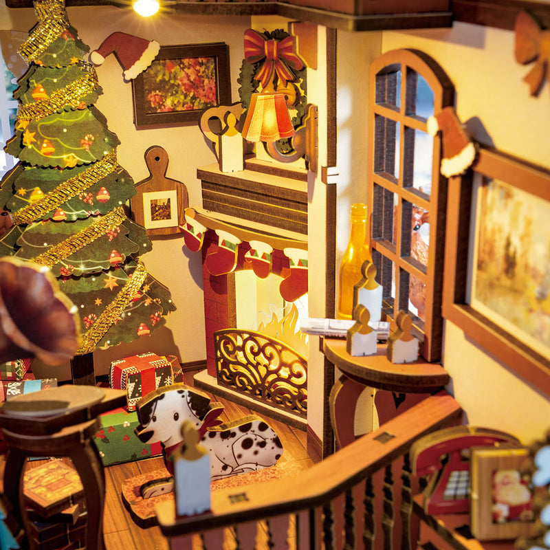 Robotime Christmas Indoor Scene DIY Book Nook Shelf Insert Miniature Dollhouse