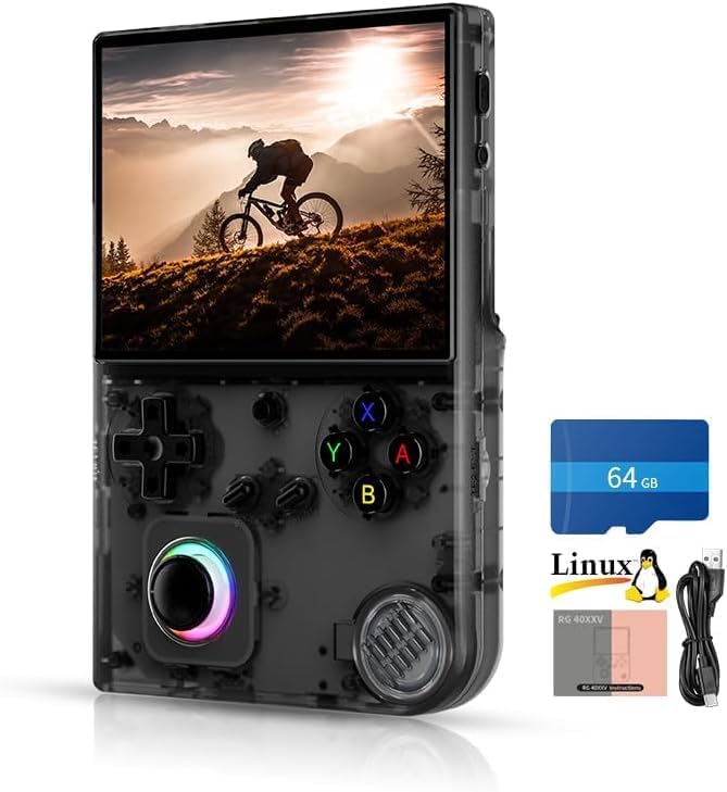 Anbernic RG40XXV Retro Handheld Gaming Console Transparent Black