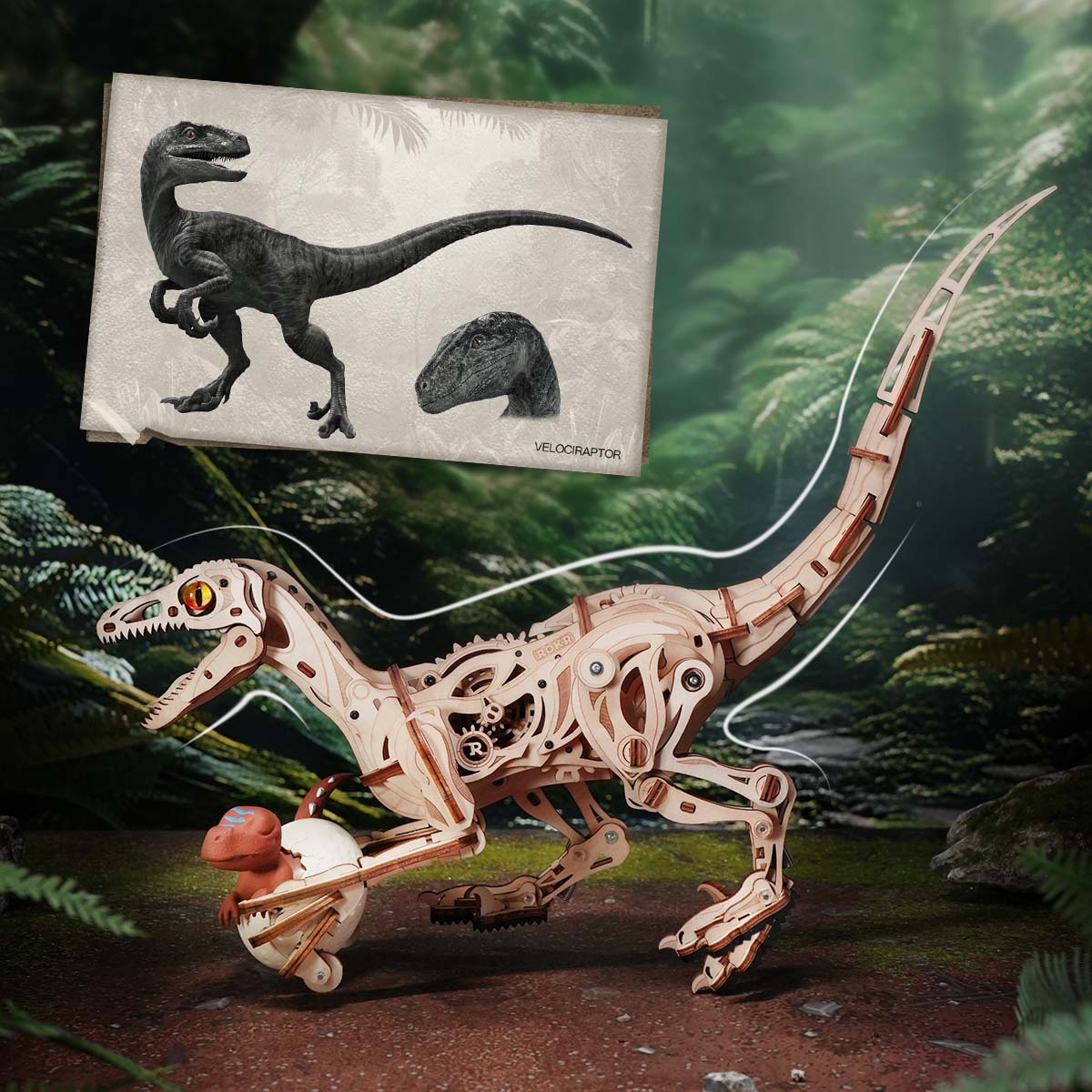 Robotime Velociraptor Mechanical Moving 3D Wooden Puzzle