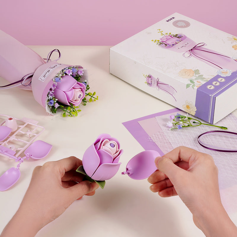 Robotime Purple Rose DIY Bouquet 3D Puzzle