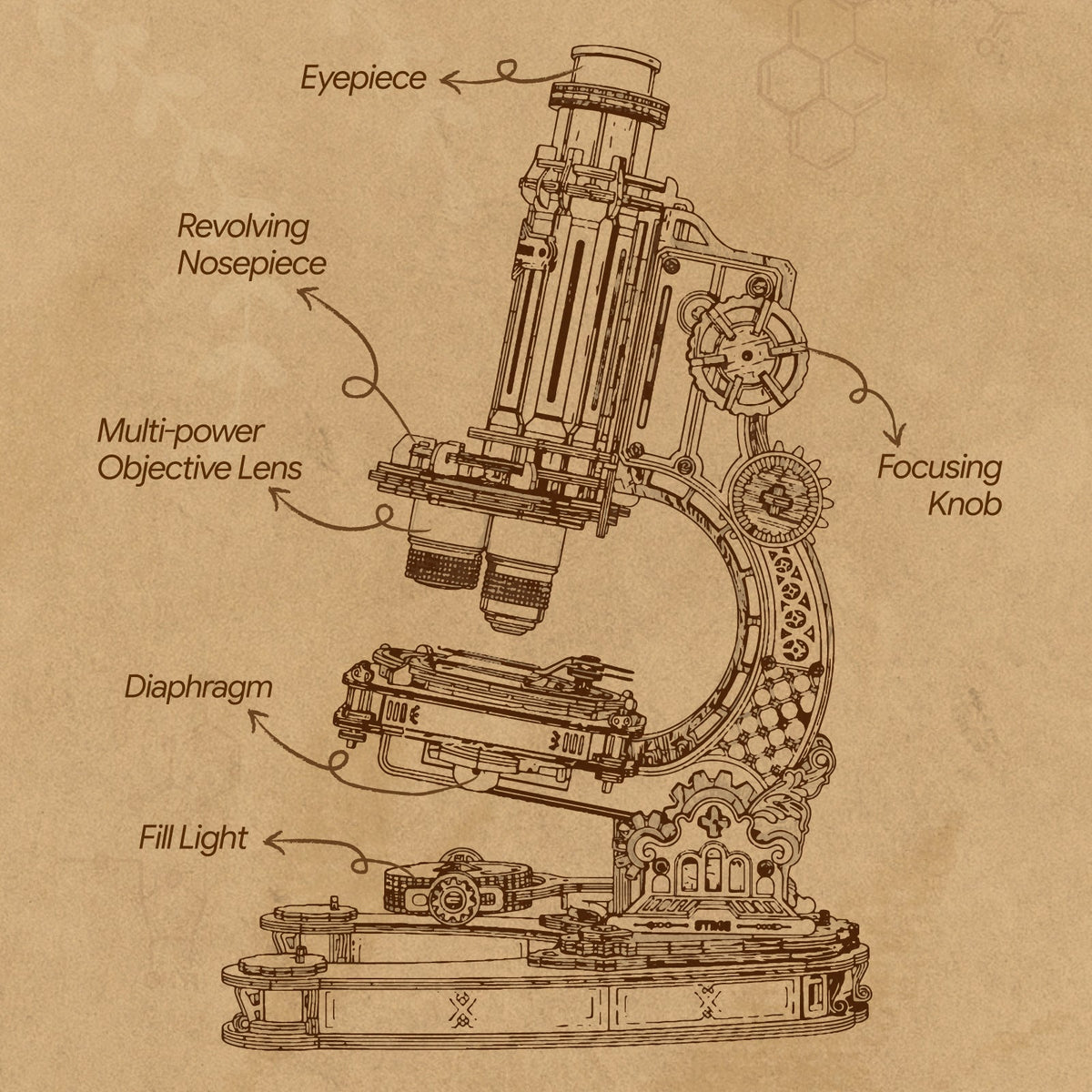 Robotime Microscope Mechanical Wooden DIY 3D Puzzle