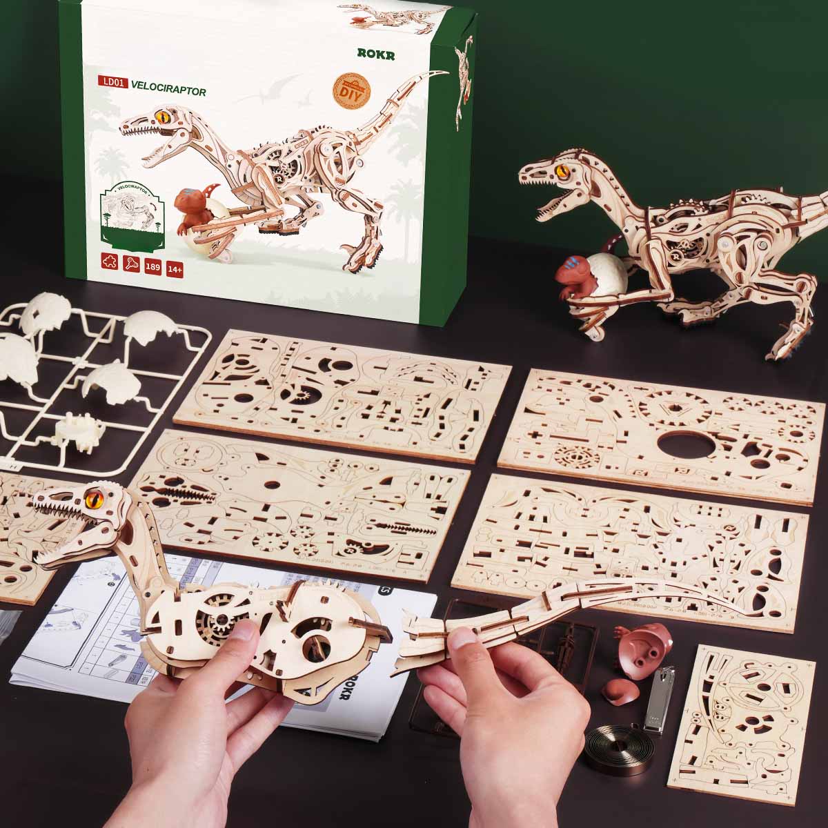 Robotime Velociraptor Mechanical Moving 3D Wooden Puzzle