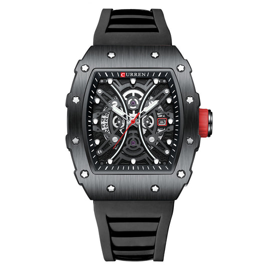 Curren 8438 Square Men's Casual Sport Silicone Wristwatch