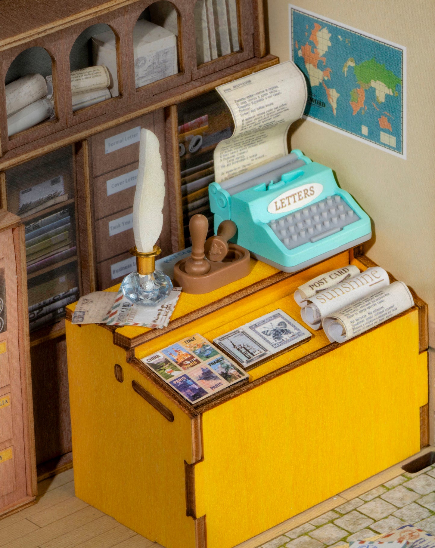 Robotime Century Post Office DIY 3D Miniature Dollhouse