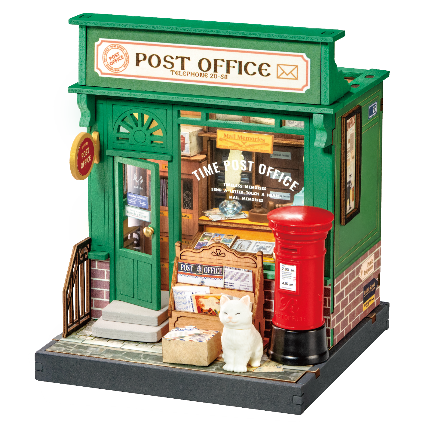 Robotime Century Post Office DIY 3D Miniature Dollhouse