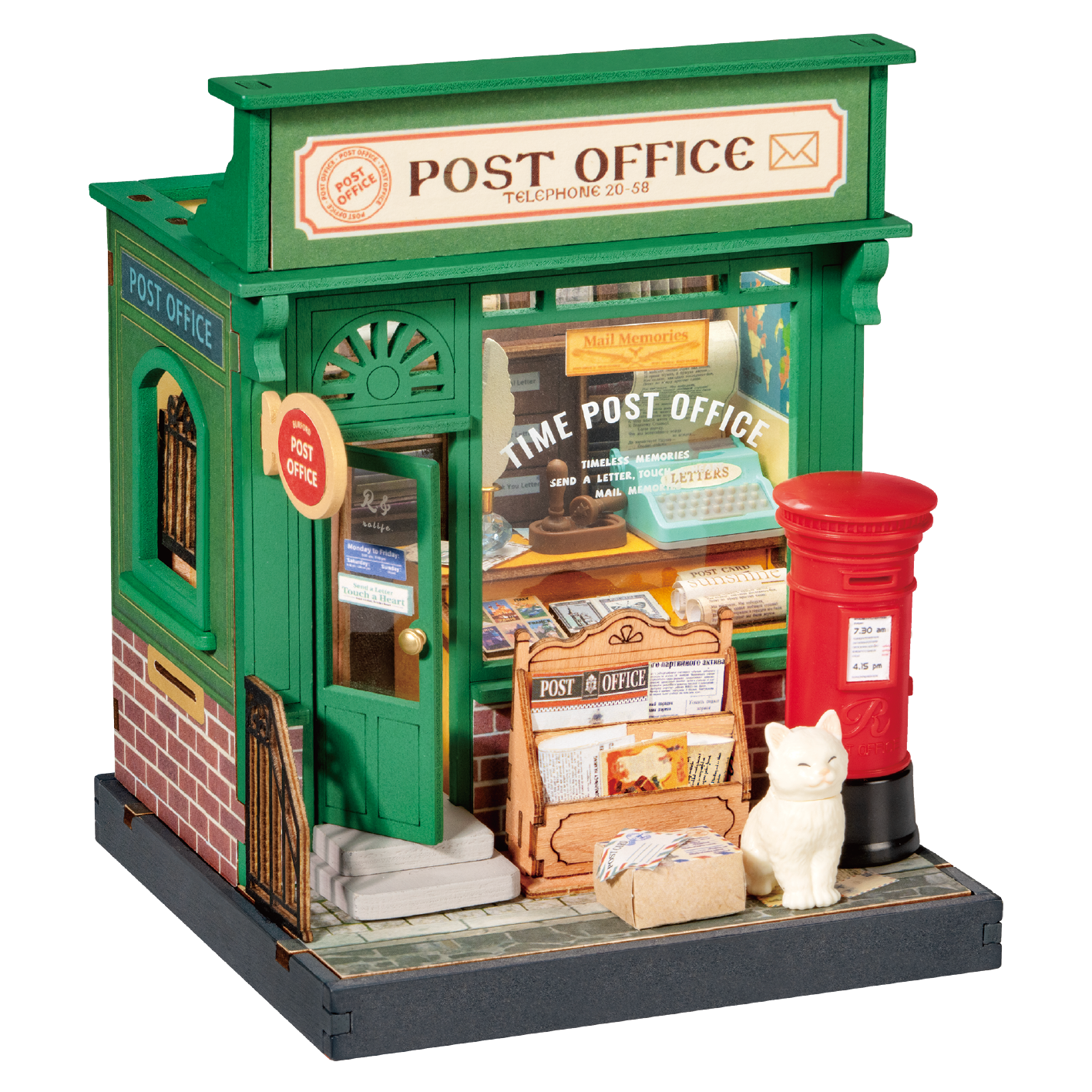 Robotime Century Post Office DIY 3D Miniature Dollhouse