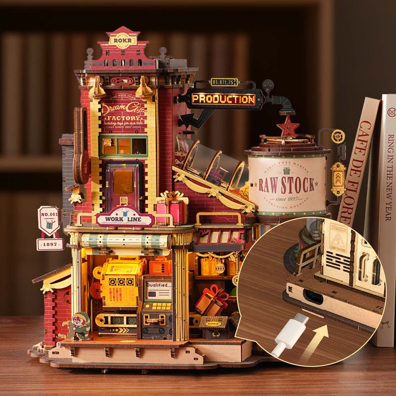 Robotime Dream Gift Factory Wooden Music Box DIY 3D Puzzle
