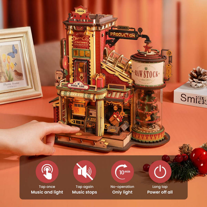 Robotime Dream Gift Factory Wooden Music Box DIY 3D Puzzle