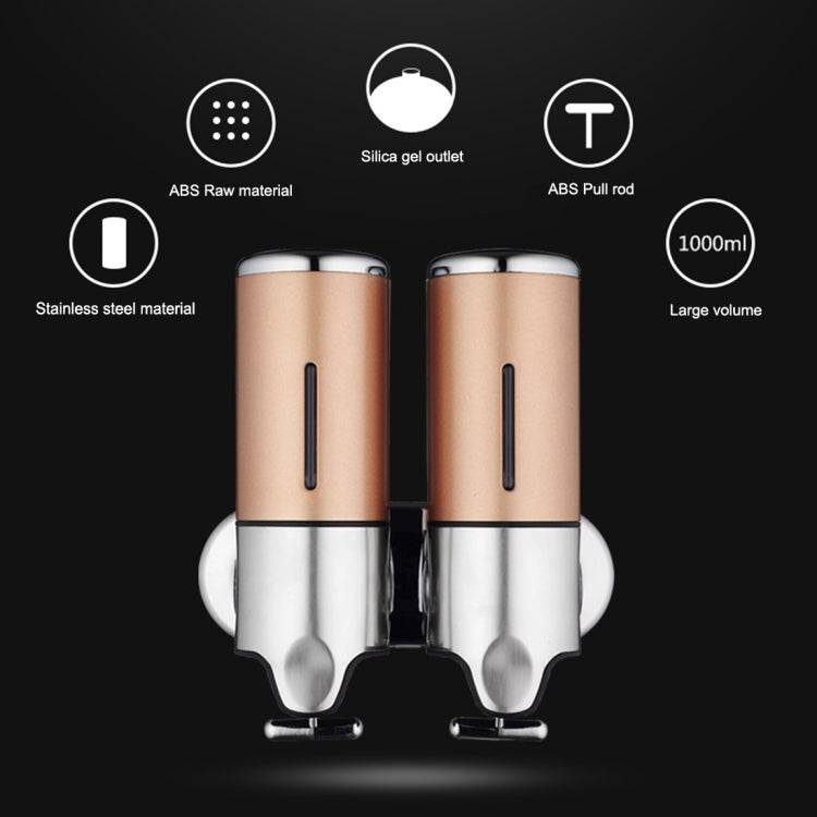 2 x 500ml Stainless Steel Double Wall Mount Soap Dispenser