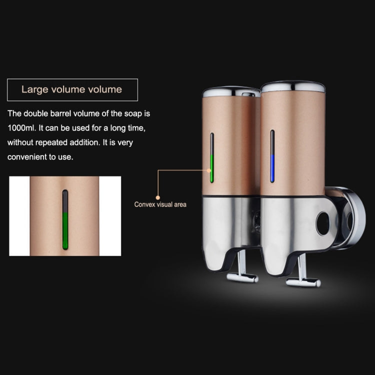 2 x 500ml Stainless Steel Double Wall Mount Soap Dispenser