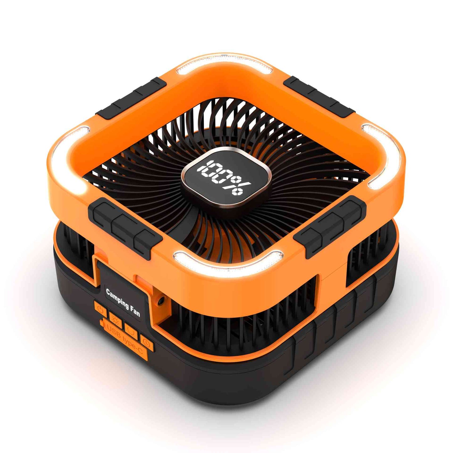 MD-F905 Solar Powered Rechargeable Camping Fan with LED Light & Power Bank