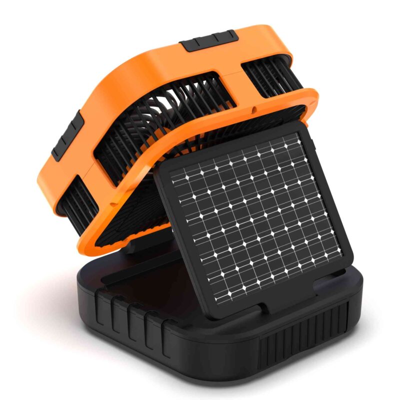 MD-F905 Solar Powered Rechargeable Camping Fan with LED Light & Power Bank