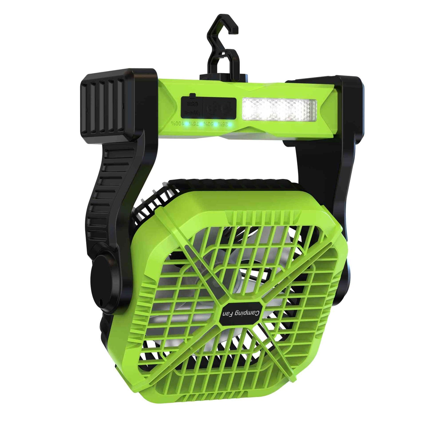MD-F910A Rechargeable Outdoor Camping Fan with LED Light & Power Bank