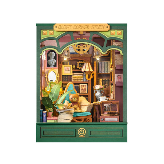 Robotime Quiet Corner Study DIY Book Nook Shelf Insert 3D House