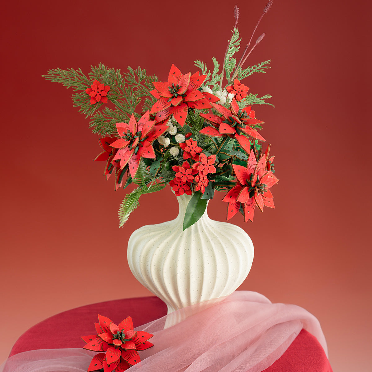 Robotime Poinsettia DIY Flower Bouquet 3D Wooden Puzzle