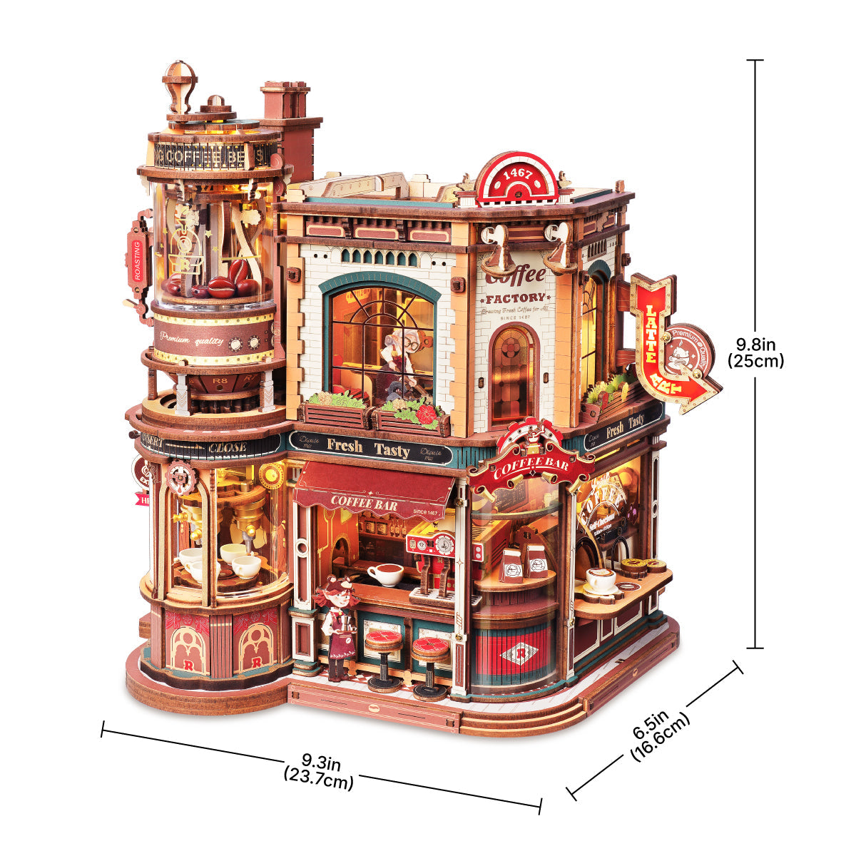Robotime Dream Coffee Factory Music Box Wooden DIY 3D Puzzle