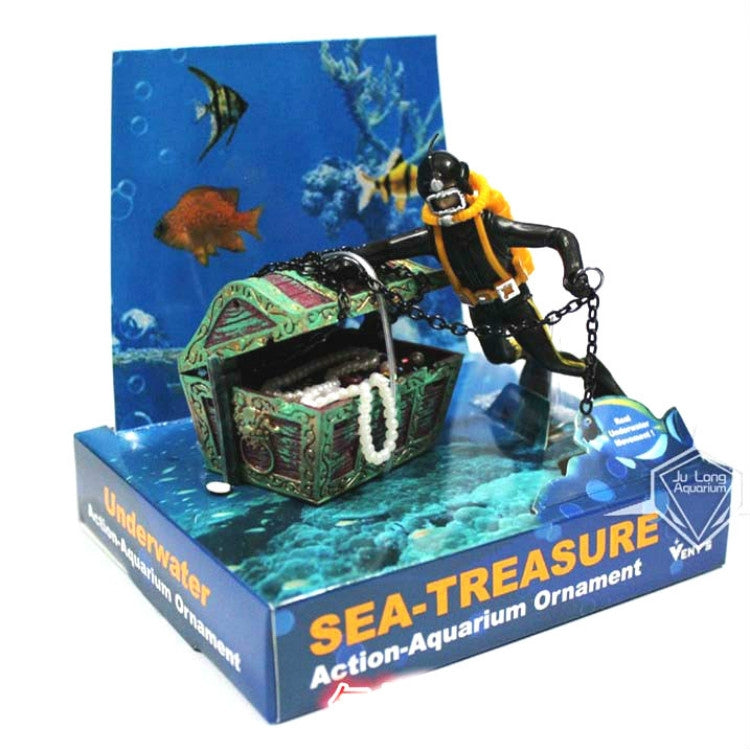 Aquarium Fish Tank Resin Decor Statue Diver Treasure Hunt