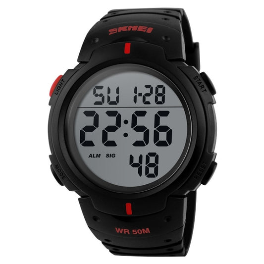 Skmei 1068 Unisex LED Digital Alarm Waterproof Military Sports Watch Red