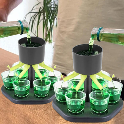 Simultaneous Automatic Shooter Pourer Dispenser with 6 Shot Acrylic Glasses