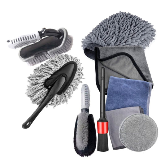 Automotive Tyre Detail Brushes Car Wash Cleaning Tools Kit - 9 Pieces