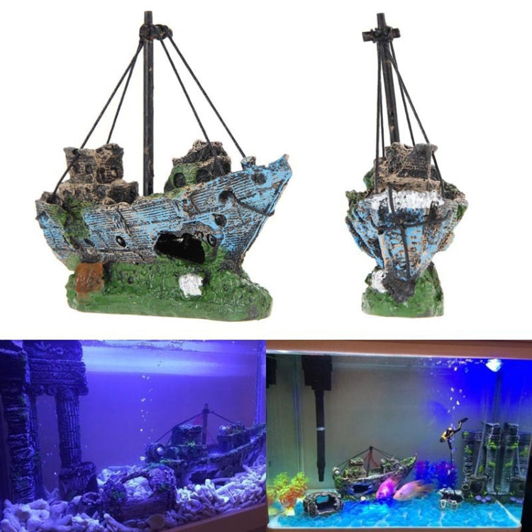 Aquarium Fish Tank Resin Decor Statue Pirate Ship