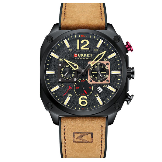 Curren 8398 Men's Chronograph Dial PU Leather Strap Sports Watch