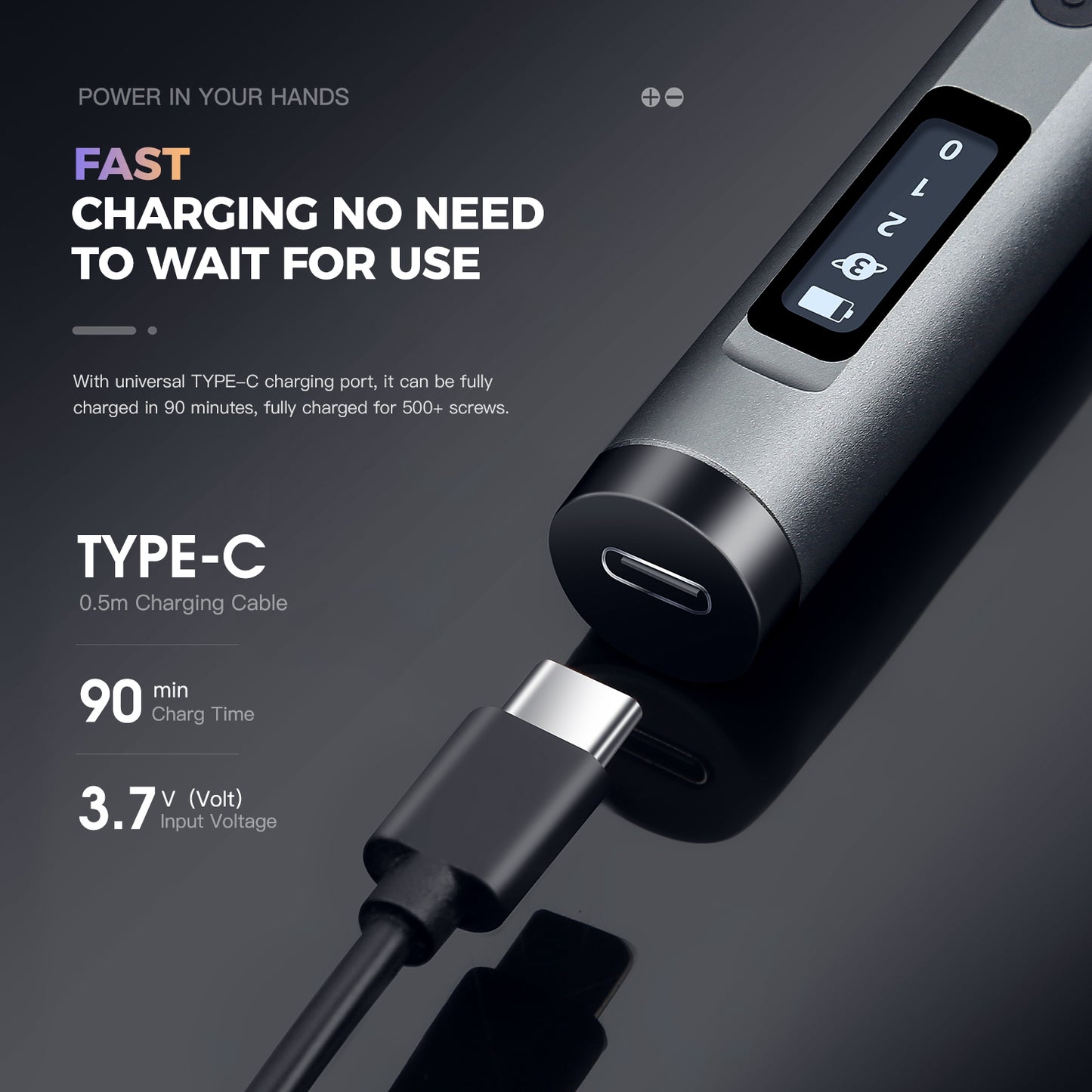 Electric Precision Screwdriver Kit 60 Pcs S2 Bits + USB-C Charging