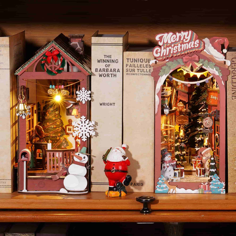 Robotime Christmas Indoor Scene DIY Book Nook Shelf Insert Miniature Dollhouse