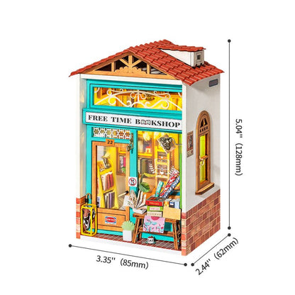 Free Time Bookshop DIY Miniature Dollhouse Kit