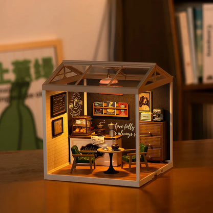 Super Creator Daily Inspiration Cafe Plastic DIY Miniature Dollhouse Kit