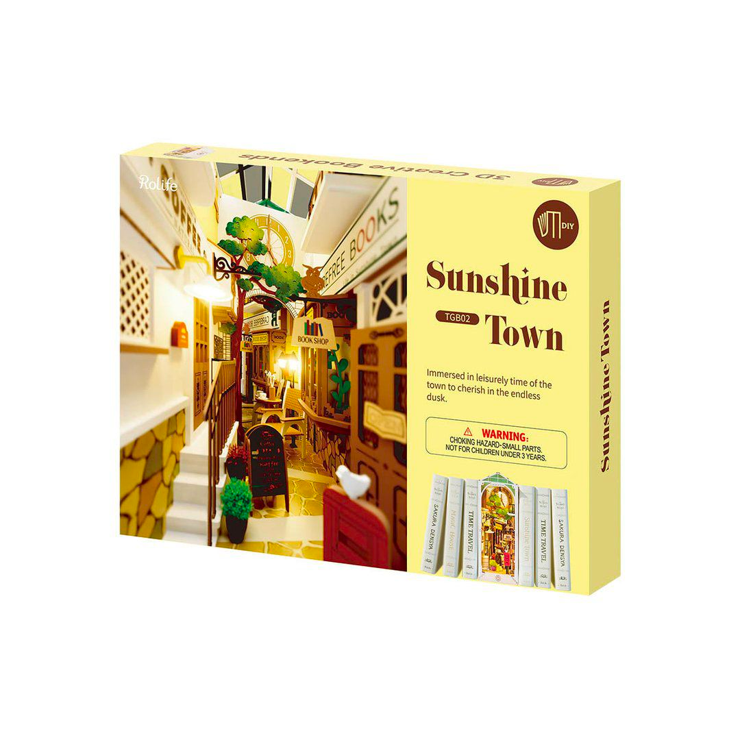 Robotime Sunshine Town 3D Wooden DIY Miniature House Book Nook