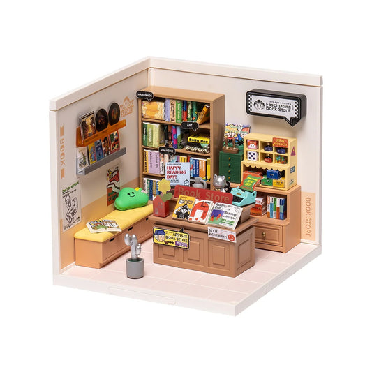 Super Creator Fascinating Book Store Plastic DIY Miniature Dollhouse Kit