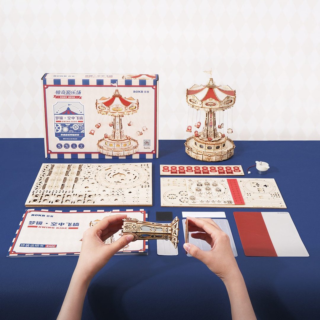 Robotime Swing Ride DIY Music Box 3D Wooden Puzzle