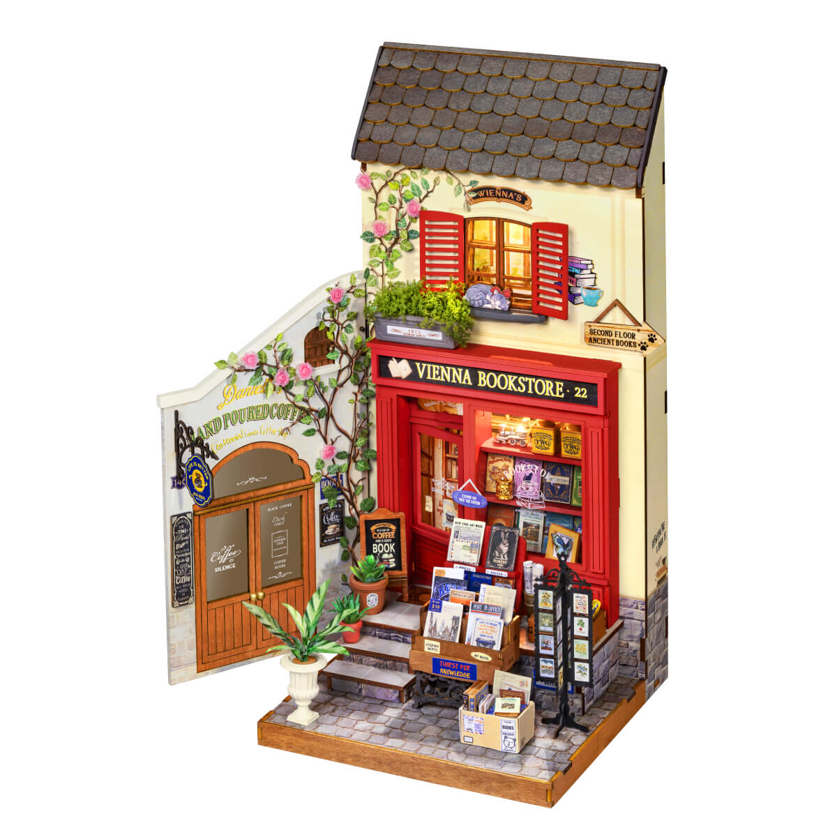 Robotime Vienna Bookstore DIY Miniature 3D House